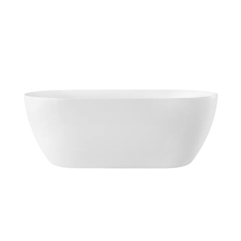 OVE Decors Ayago 59 in. Seamless White Acrylic Freestanding Oval Bathtub