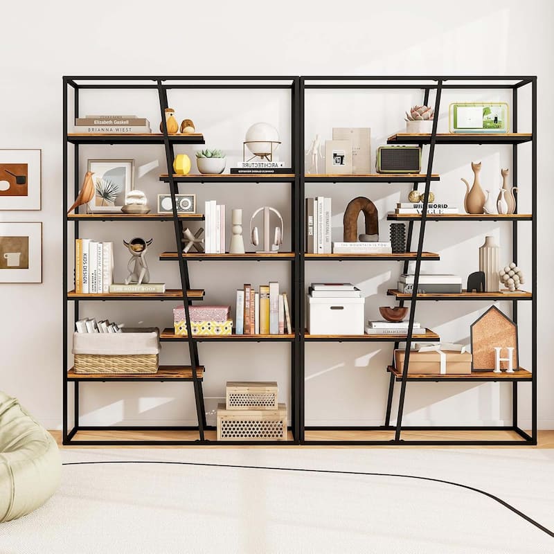 7-Tier Bookshelf Tall Bookcase Storage Organizer w/Metal Frame