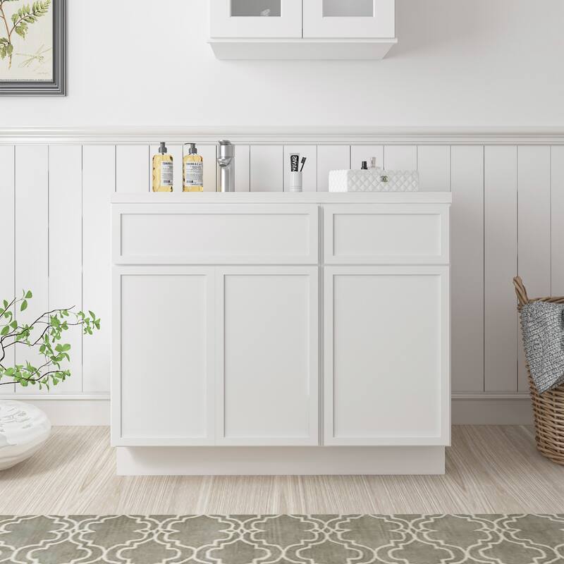 Vanity Art 39" Oak Freestanding Bathroom Vanity Cabinet without Top