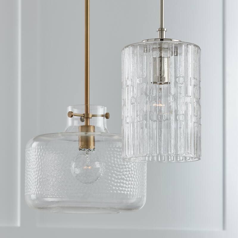 11.5" 1-light Pendant w/ Clear Pebbled Glass