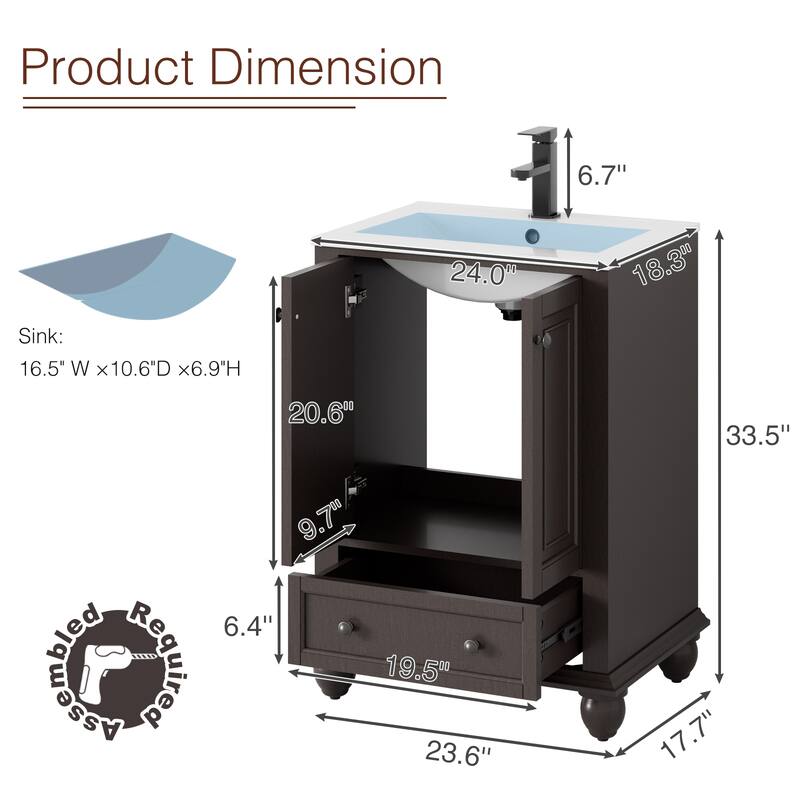 Bathroom Vanity with Sink Combo Set, Free Standing Bathroom Storage Cabinet