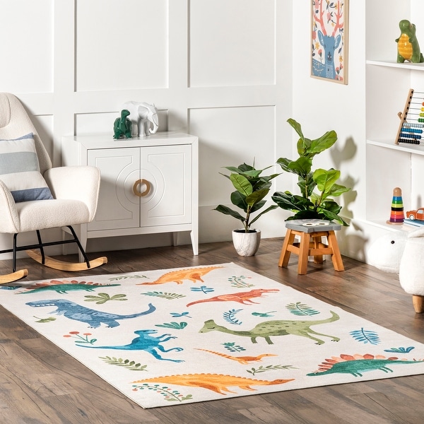 Nuloom Pavani Dinosaur SplashGuard Machine Washable Kids Area Rug