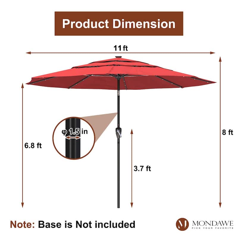 11-Ft Market Patio Umbrella with LED(Navy)