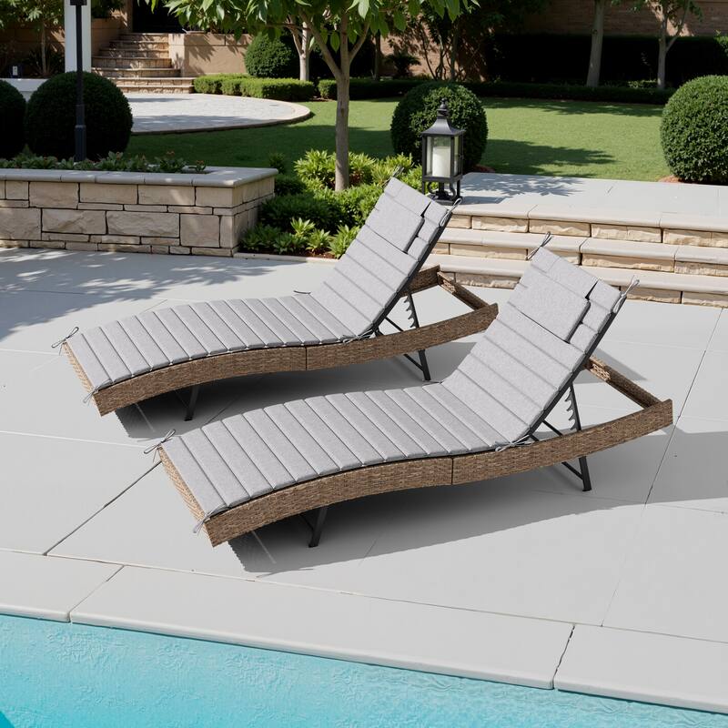 Outdoor Patio Chaise Lounge Cushions Pad with Straps