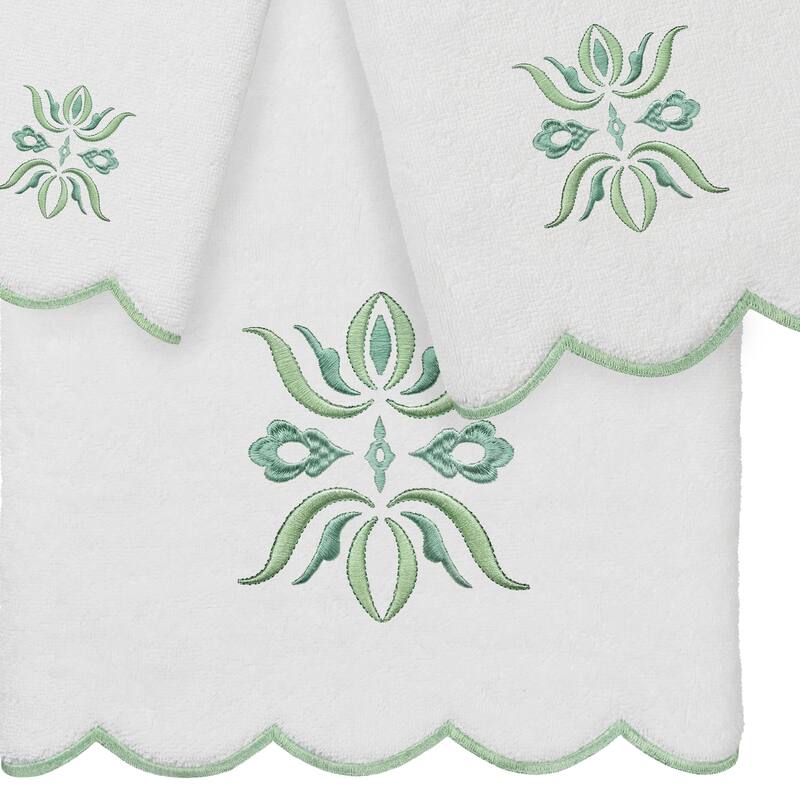 Authentic Hotel and Spa 100% Turkish Cotton FLOWER CREST Scallop Towel Collection