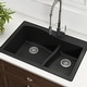 preview thumbnail 17 of 38, KRAUS Quarza Granite 33 inch 60/40 Undermount Drop-in Kitchen Sink