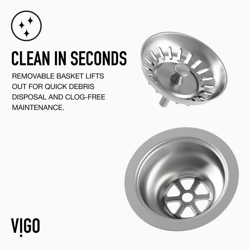 VIGO 3.5" W Kitchen Sink Drain Assembly with Strainer and Basket Stopper in Stainless Steel