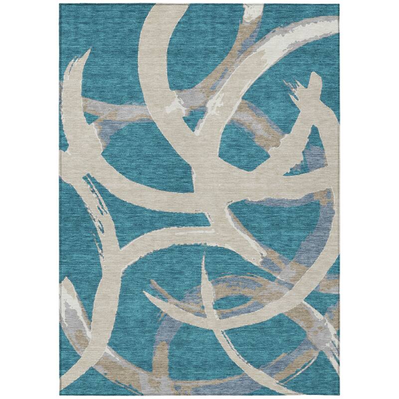 HomeRoots Abstract Transitional Rectangle Outdoor Rug