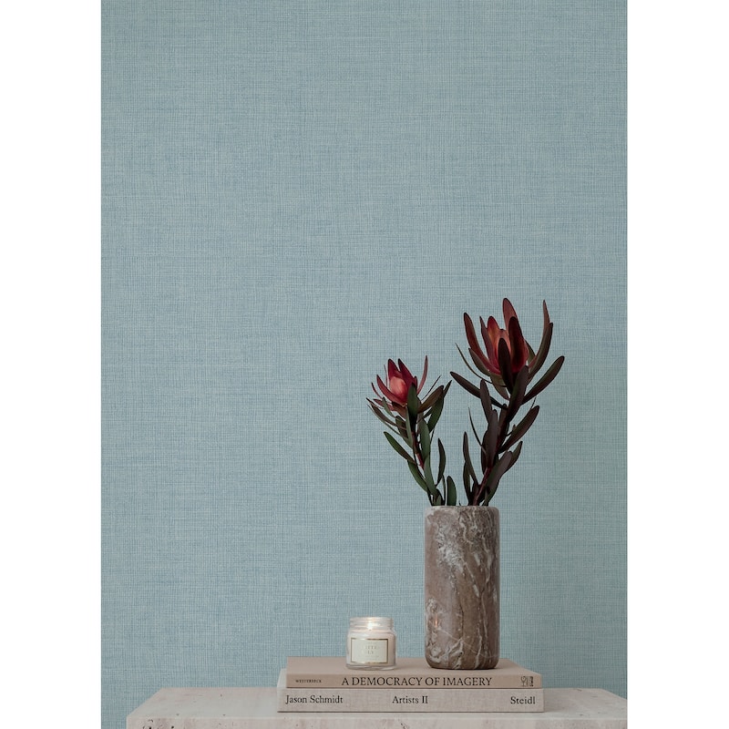 A-Street Prints Alba Sky Blue Open Weave Wallpaper