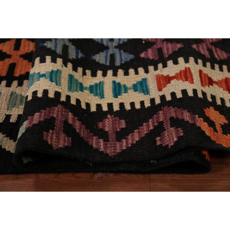 Reversible Orange Kilim Oriental Area Rug Flatweave Wool Carpet - 10'1" x 12'9"