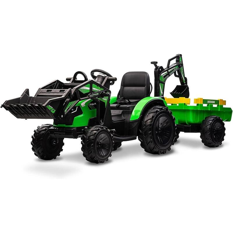 3 in 1 Kids 24V Ride on Tractor - Green