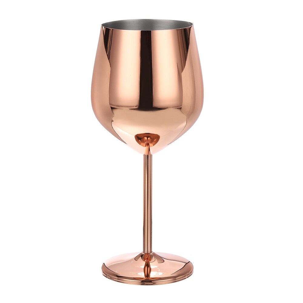 Stainless Steel Wine Glasses, 17 Oz Unbreakable Stemmed Red Wine Glasses,  Rose Gold Wine Goblets, Metal Copper Drinkware for Champagne, Cocktail