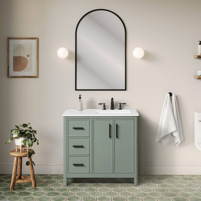 OVE Solas Bathroom Vanity with White Engineered Stone Top