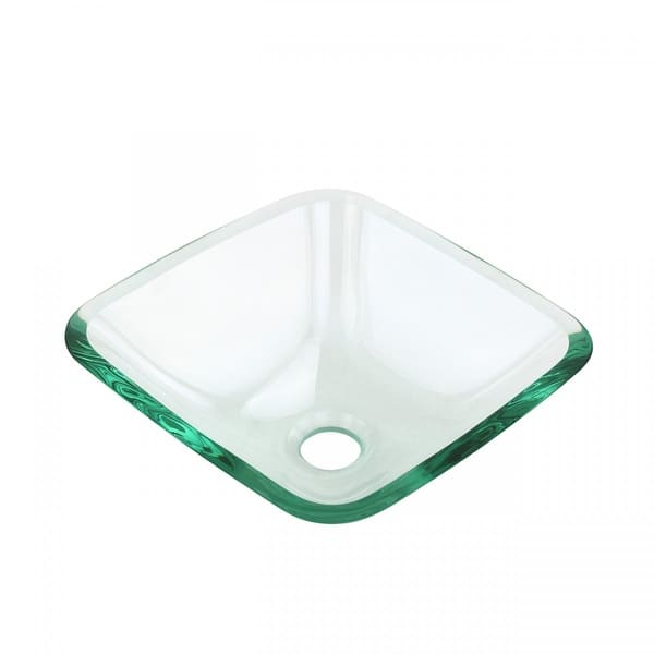 slide 2 of 10, Talula Square Corner Tempered Glass Wall Mount Vessel Sink with Chrome Faucet, Drain and Towel Bar Clear