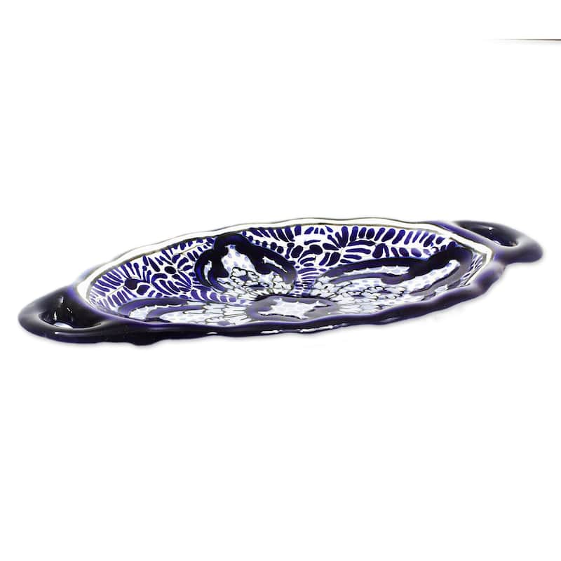 Novica Handmade Puebla Kaleidoscope Ceramic Butter Dish