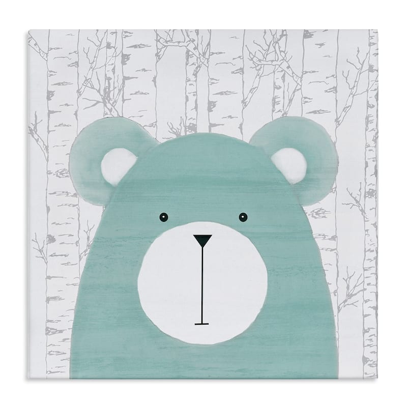 Stupell Whimsical Bear on Birch Canvas Wall Art Design By Kim Allen - 30 x 30