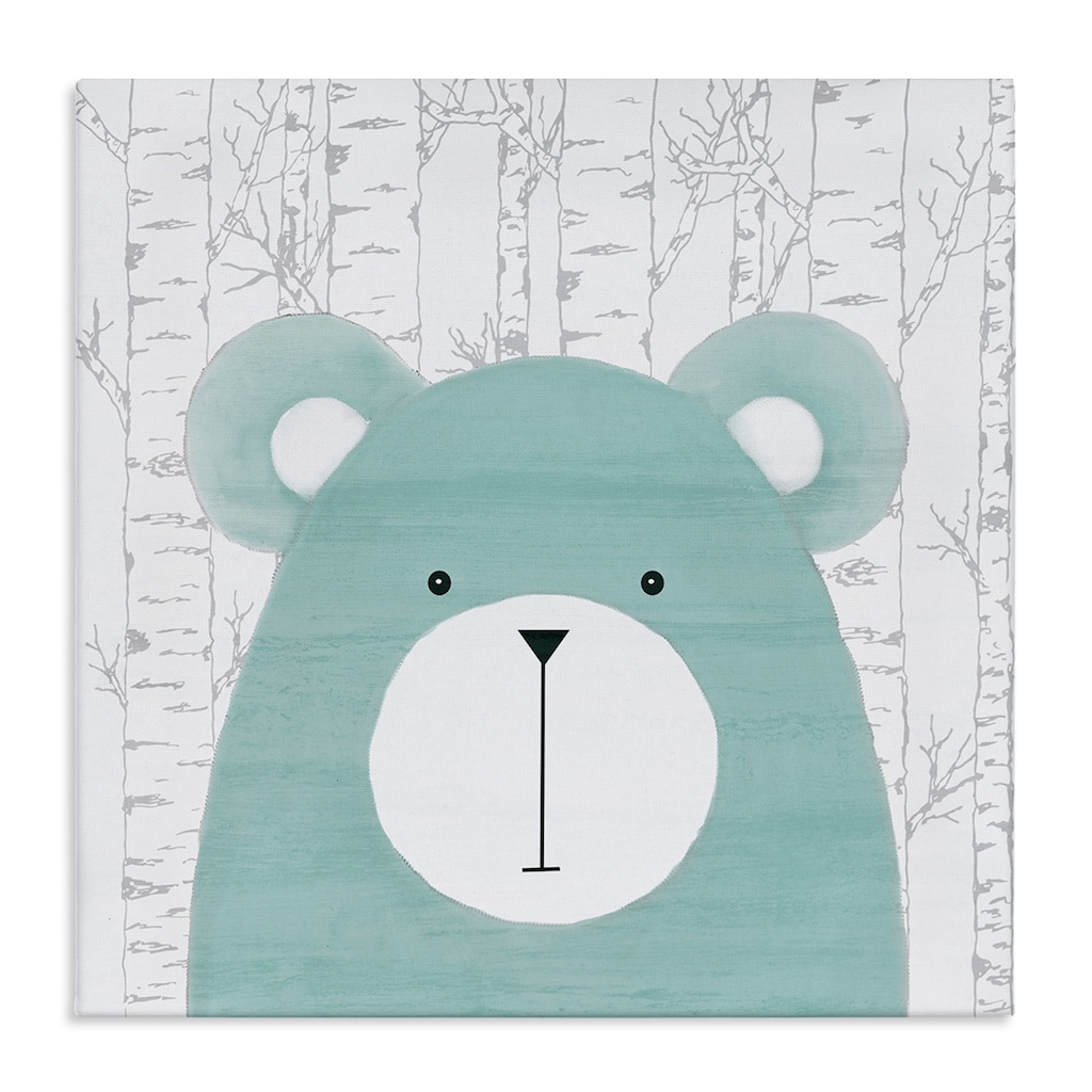 Stupell Whimsical Bear on Birch Canvas Wall Art Design By Kim Allen