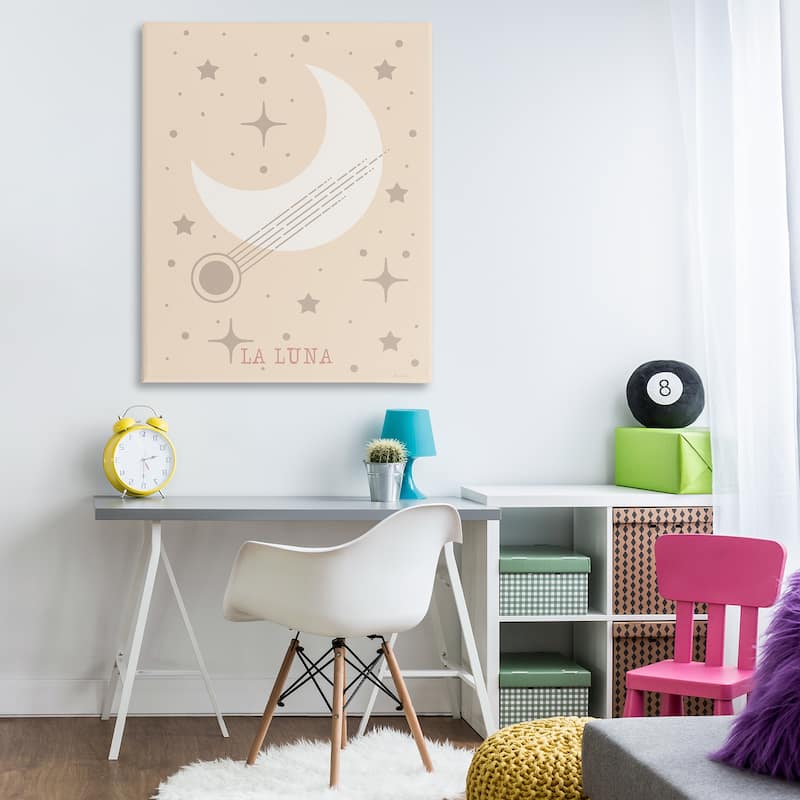 Stupell Minimal Moon with Stars Canvas Wall Art Design By Daniela Santiago