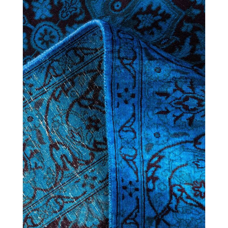 Overton Hand Knotted Wool Vintage Inspired Modern Contemporary Overdyed Blue Area Rug - 4' 7" x 7' 1"