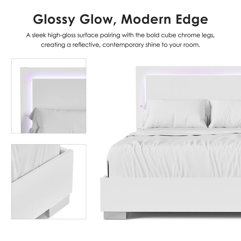 Furniture of America Erina Modern Glossy 3-Piece Panel Bedroom Set