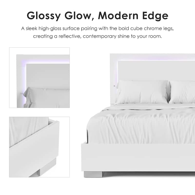 Furniture of America Erina Modern Glossy 6-Piece Panel Bedroom Set