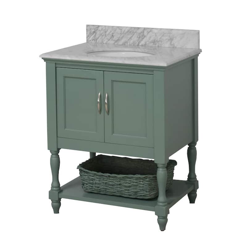 KitchenBathCollection Beverly 30" BathroomVanity w/ Carrara Marble Top