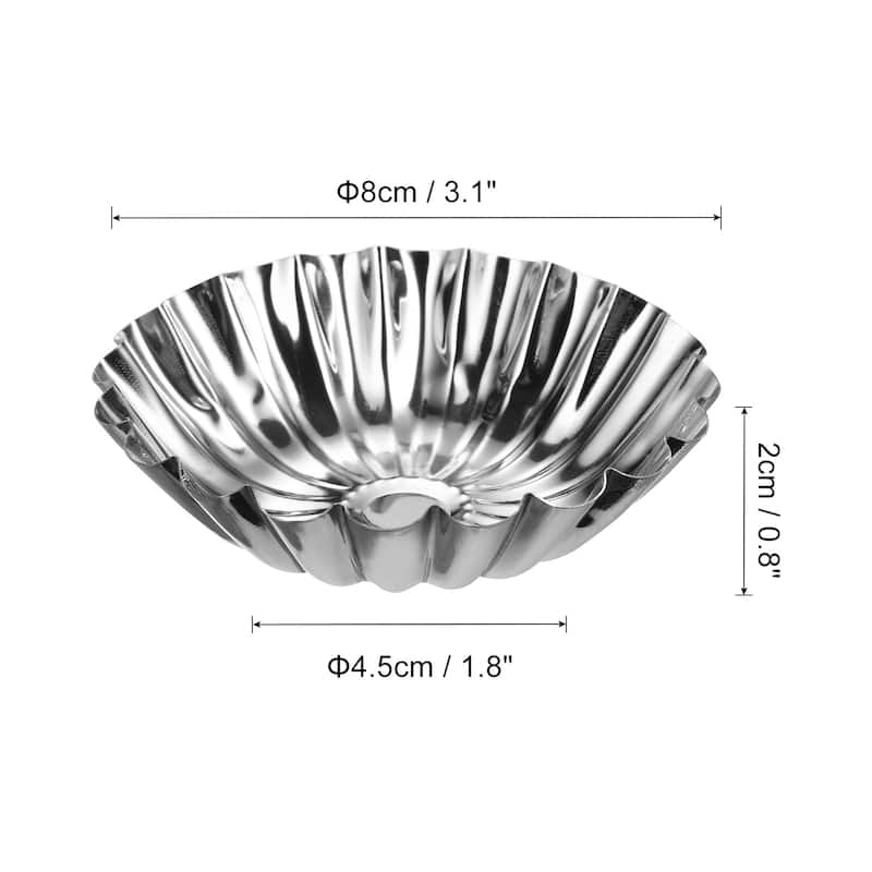 30pcs Cupcake Mold, Stainless Steel Mini Cupcake Cake Pans 3.1 x0.8inch - Silver - Silver