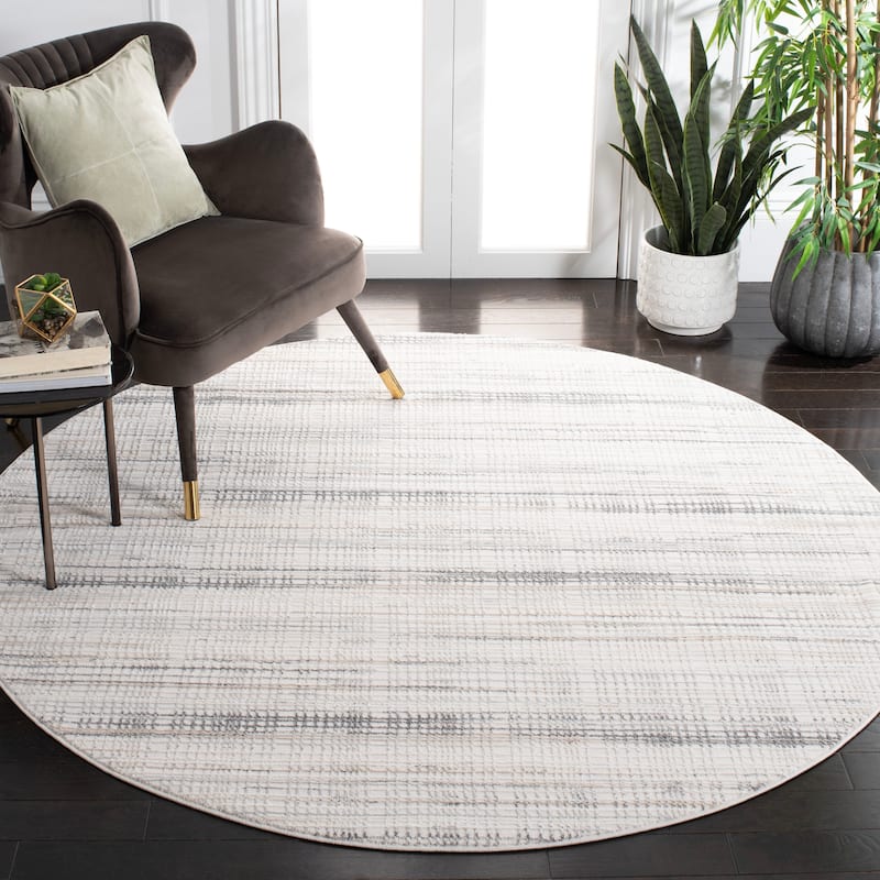 SAFAVIEH Whisper Franciane Modern Rug - 6'7" Round - Ivory/Grey