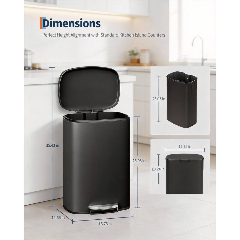 Kitchen Trash Can Combo Set, 13.2 & 2.6 Gallon
