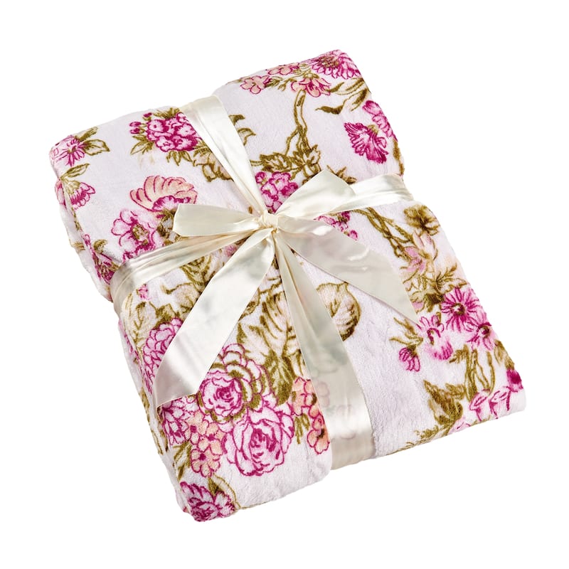 Printed Flannel Tropical Flower French / Puerto Rico Floral Throw