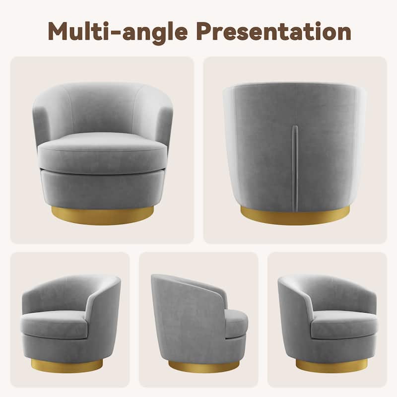 Set of 2 Velvet Swivel Club Chair Set, Soft & Comfotable - 2 Pieces