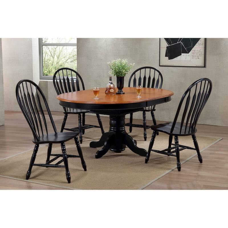 Distressed Wooden Side Chairs - 41" - Black - Set of 2