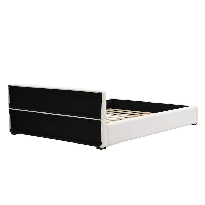 Christopher Knight Home-Zenobia Wide-Edge Polyester Upholstered Bed with Headboard
