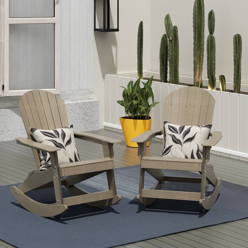 Vineyard HIPS Outdoor Eco-Friendly All Weather Seashell Rocking Adirondack Chairs (Set of 2) - Taupe