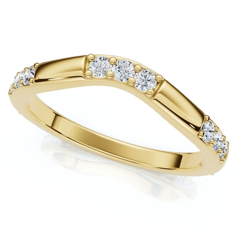 Bliss Diamond 1/3Ct Diamond Contour Wedding Guard Ring Womens Band Gold Lab Grown - 7 - Yellow