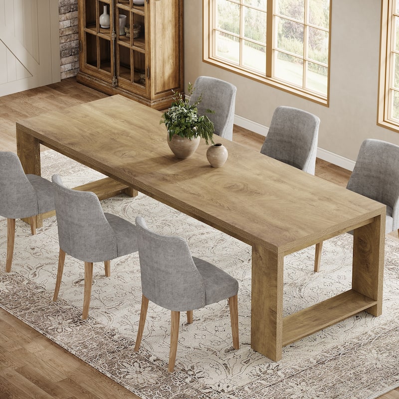86.6 Inch Farmhouse Dining Table, Large Rectangular Kitchen Table for 6
