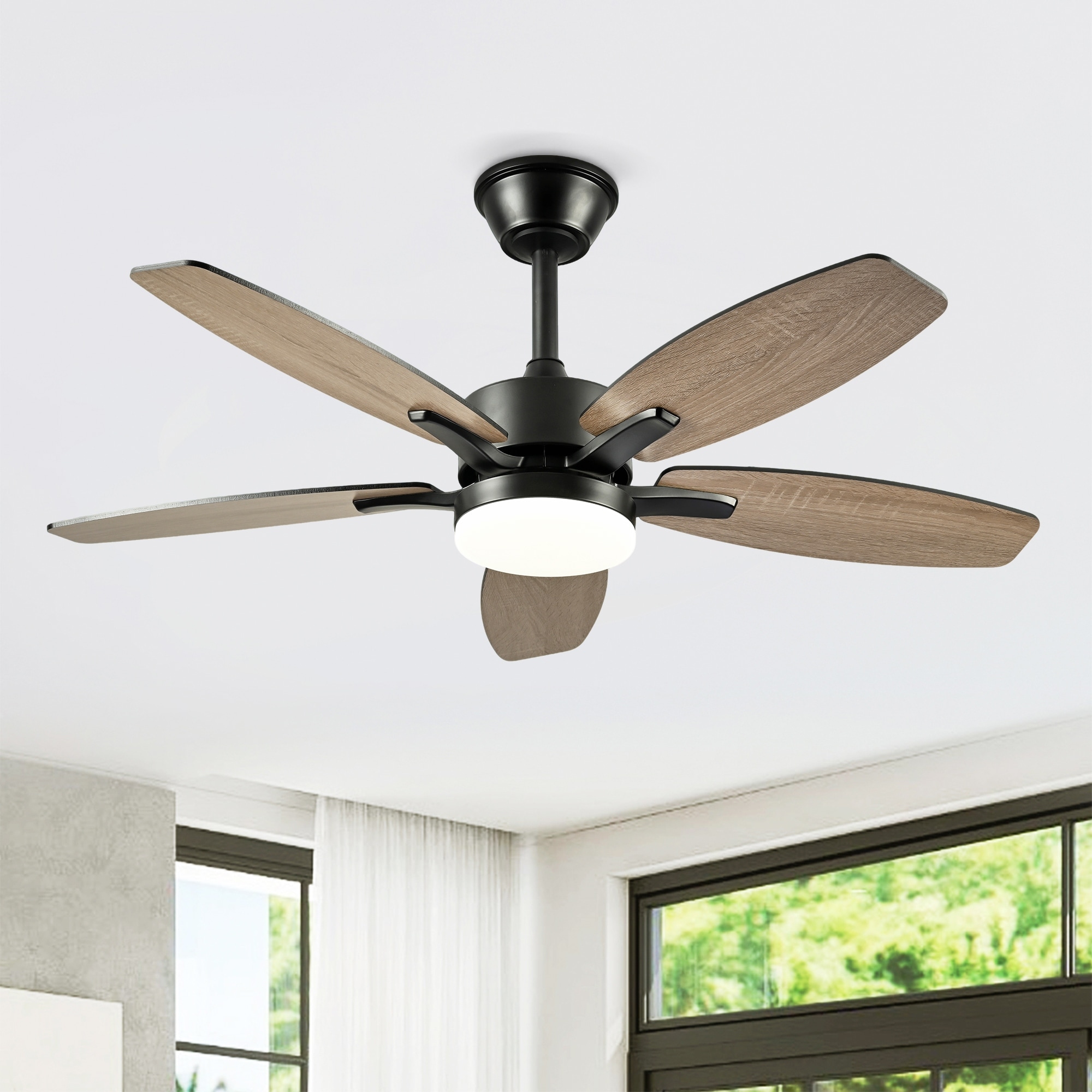48" Farmhouse Ceiling Fan with Lights and Remote Control, Quiet DC Motor 6 Speeds Reversible Ceiling Fan for Living Room