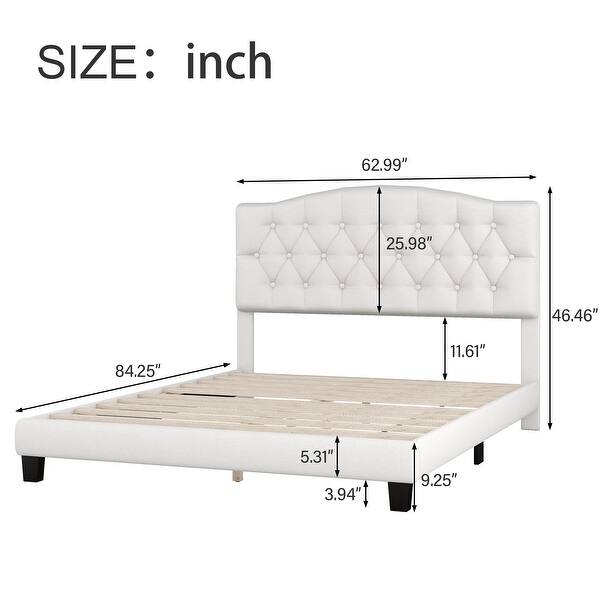 Full / Queen / King Size Upholstered Platform Bed with Diamond Tufted