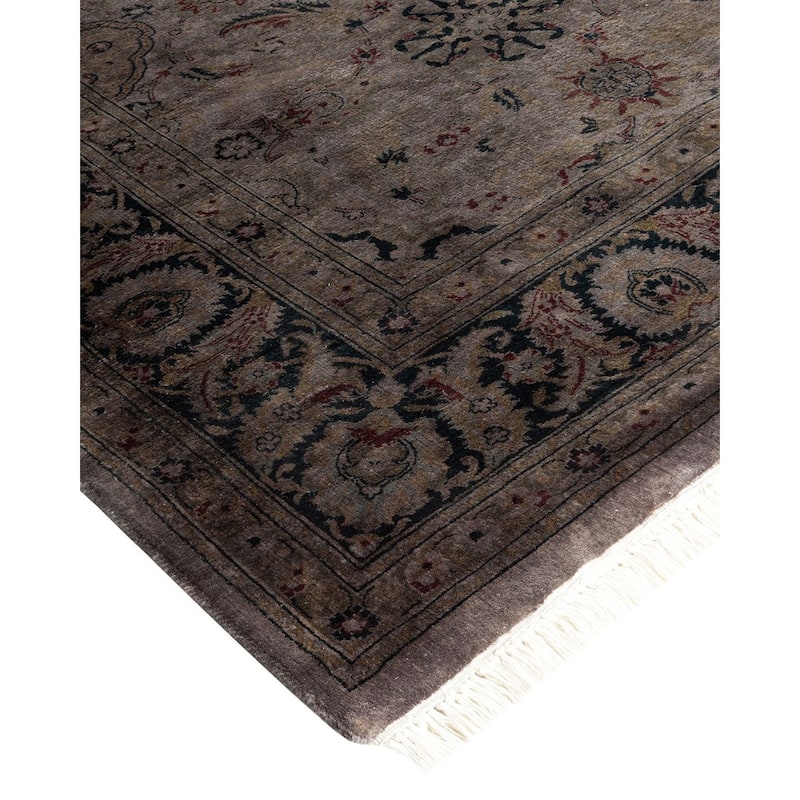 Overton Hand Knotted Wool Vintage Inspired Modern Contemporary Overdyed Gray Area Rug - 6' 1" x 8' 9"