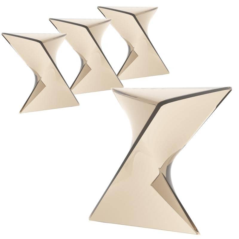 Randolph Modern Indoor Lightweight Side Table with Triangular Curved Design Accent End Table for Home Living Room or Bedroom - Set of 4 - Transparent Amber