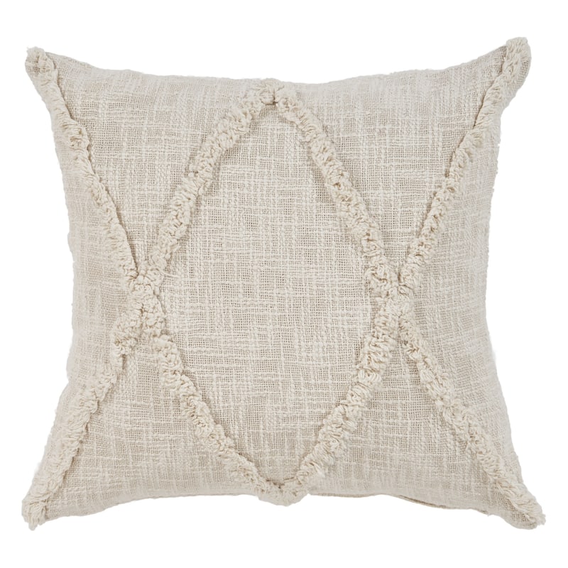 Solid Decorative Diamond Tufted Cotton Throw Pillow