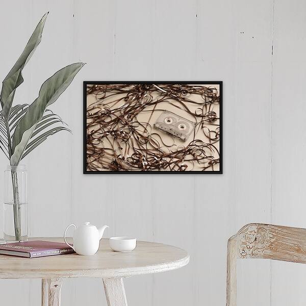 Shop Unspooled Cassette Tape Black Float Frame Canvas Art