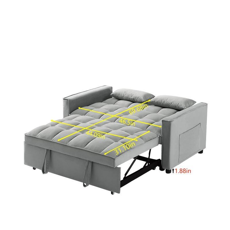 Modern 3-in-1 Convertible Velvet Loveseat Futon Sofa Bed with Recliner&Pull-Out Sleeper