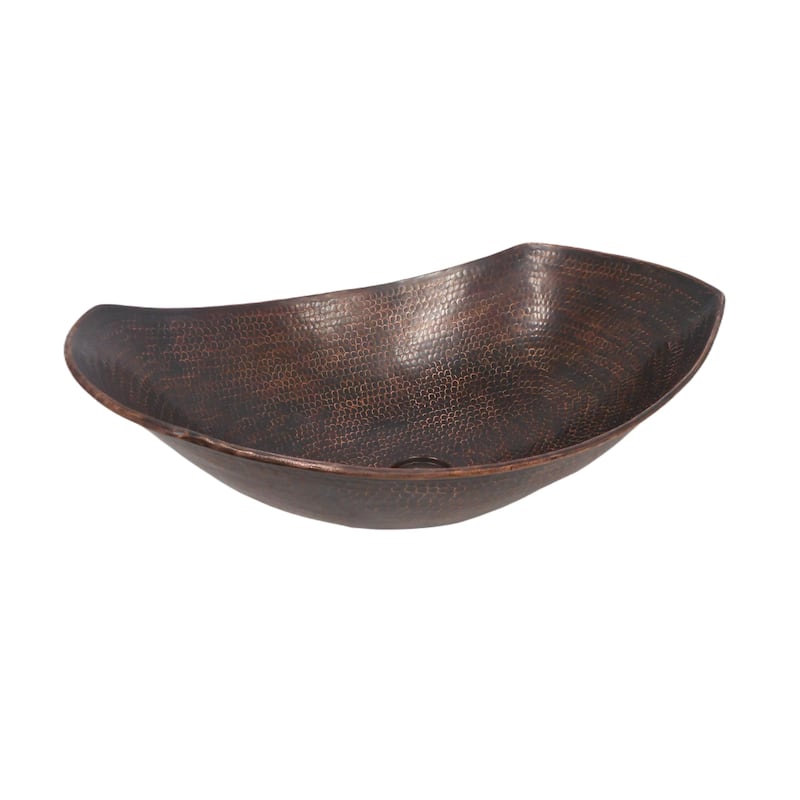 20" Oval Copper Vessel Bathroom Sink Sleigh Style by SimplyCopper - 20" x 14.5" x 5" Center 7" Ends