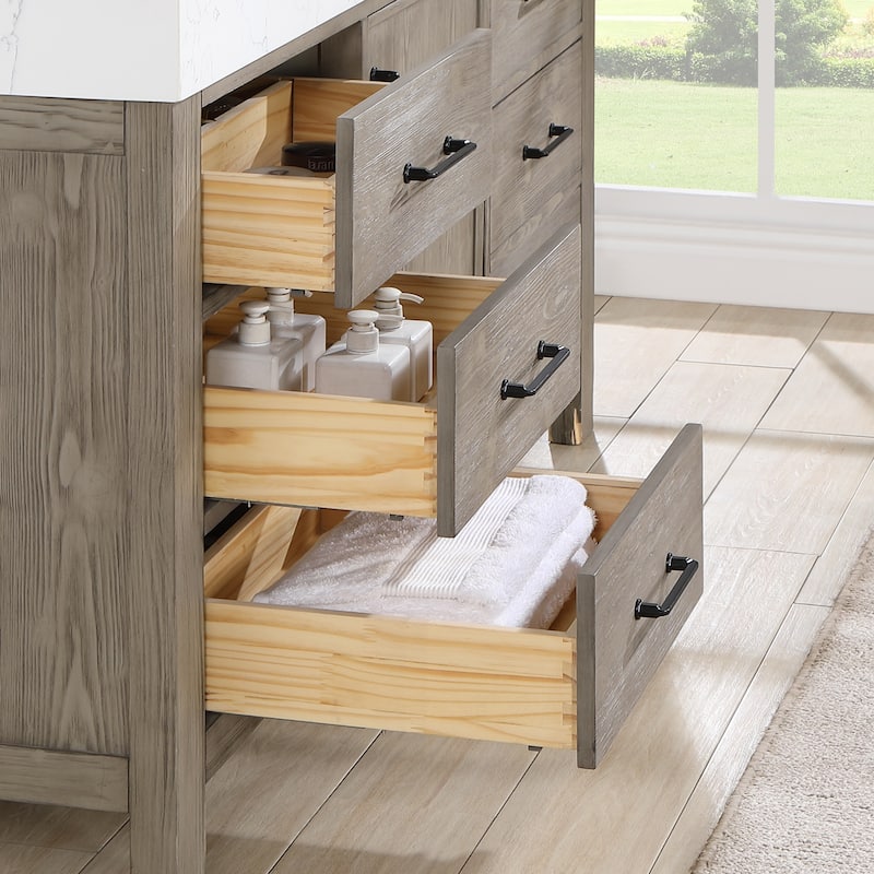 Leon 60 in. Single Bathroom Vanity with Composite Stone Top