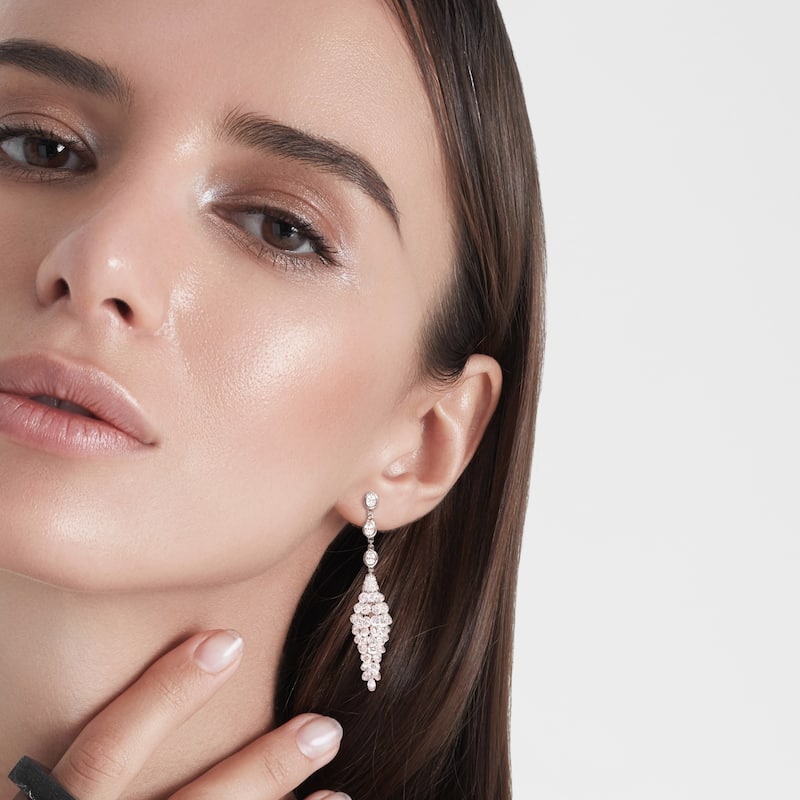 Miadora 32 1/5ct TDW Diamond Chandelier Beaded Earrings in 18k White Gold