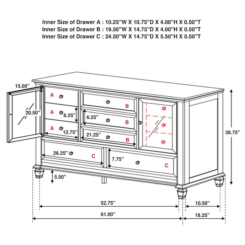 Sandy Beach Coastal Wood 11-drawer Bedroom Dresser