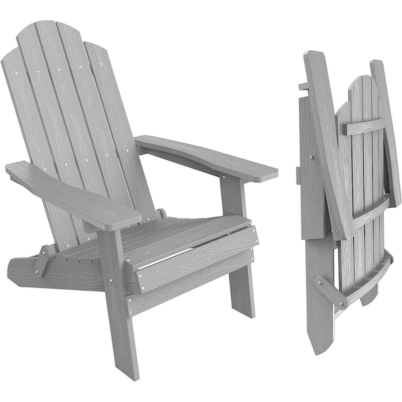 WINSOON All Weather HIPS Outdoor Folding Adirondack Chairs Outdoor Chairs Set of 4