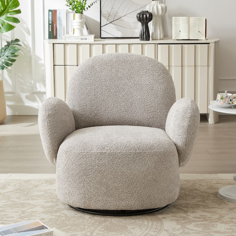 Uphosltered Swivel Accent Chair with Armrest