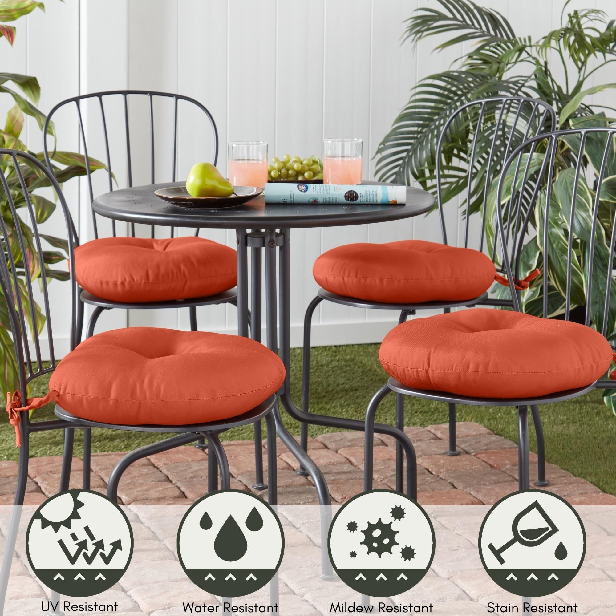 Outdoor 15-inch Round Rust Bistro Chair Cushions (Set of